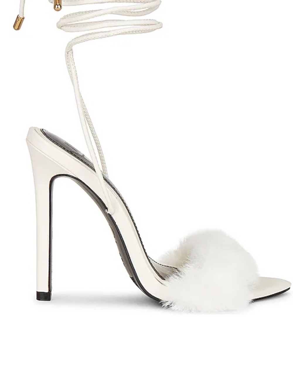 JLO x REVOLVE Gansevoort Faux Mink Lace-Up Heels | Off White | Size 10M - Picture 8 of 8